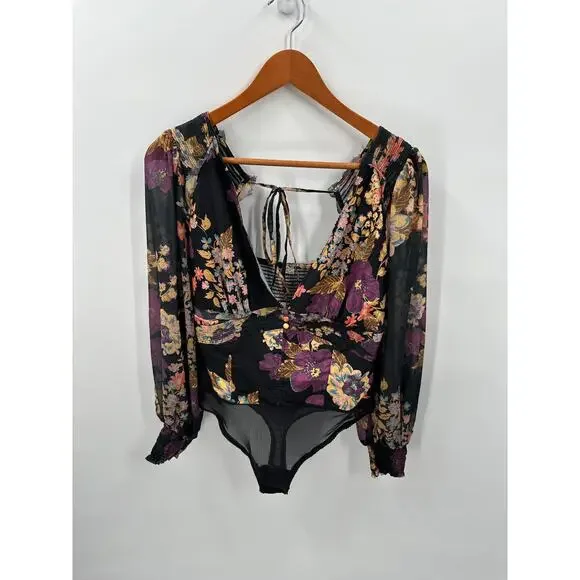 FREE PEOPLE NWT Wanderlust Bodysuit in Black Combo // S - Picture 4 of 13